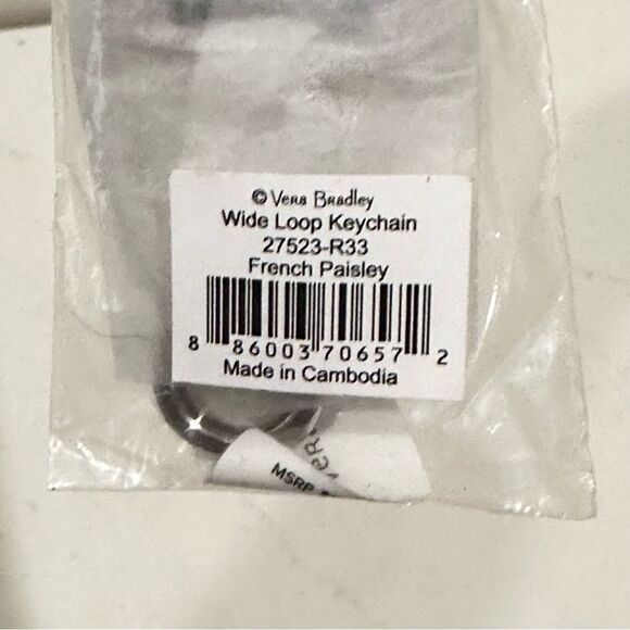 NEW Vera Bradley French Paisley Wide Loop Keychain - Picture 3 of 4